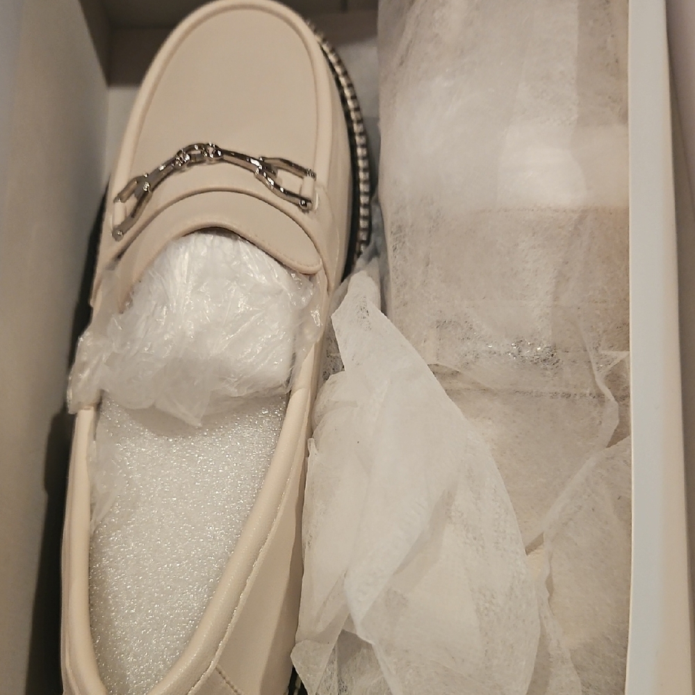 Corkys Cream Loafers with Metallic Detail